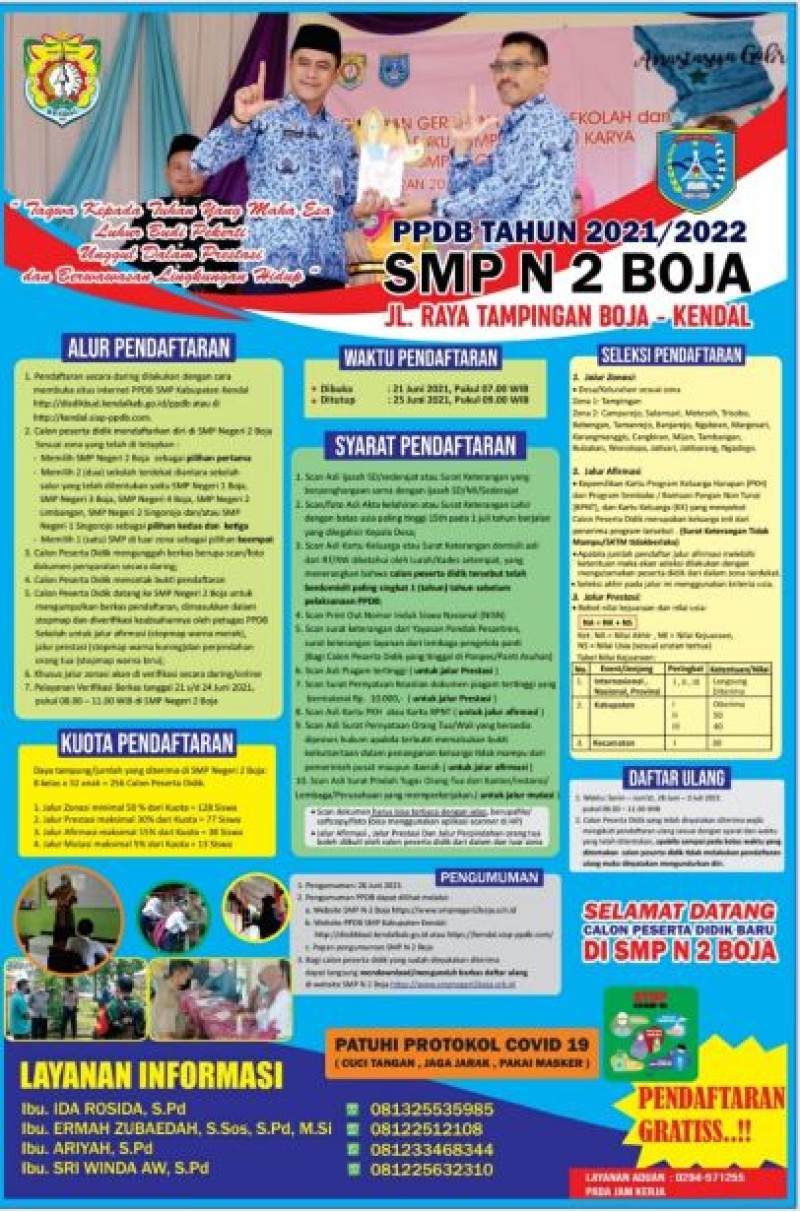 PPDB SMP NEGERI 2 BOJA TAHUN PELAJARAN 2021/2022